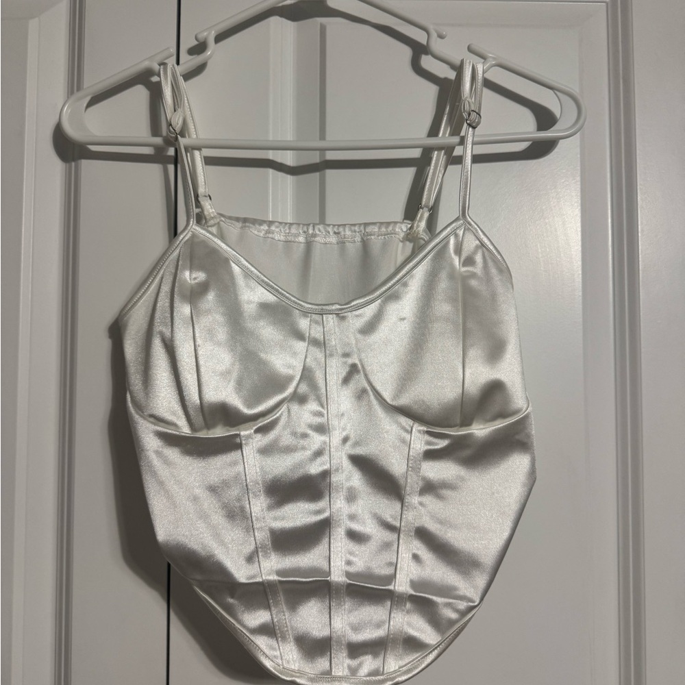 White Satin Corset Top